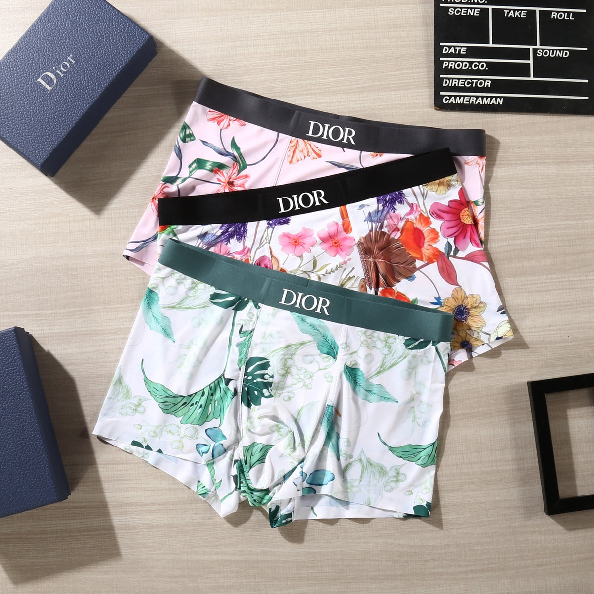 Dior Pink Green White Botanical Print Boxer Briefs, image 3