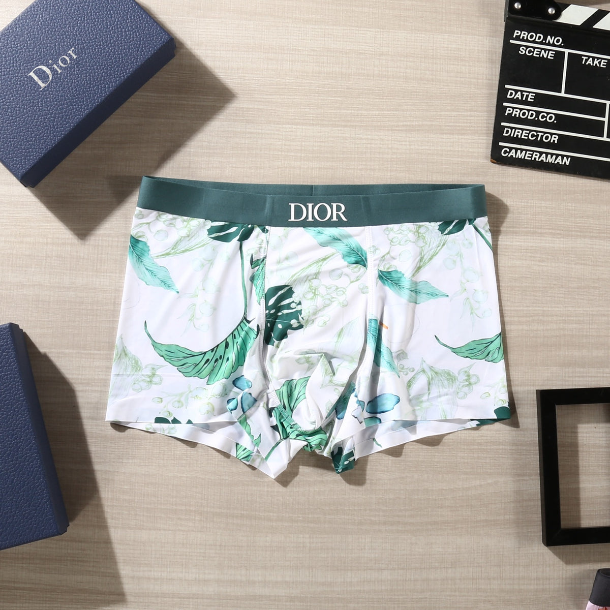 Dior Pink Green White Botanical Print Boxer Briefs, image 8