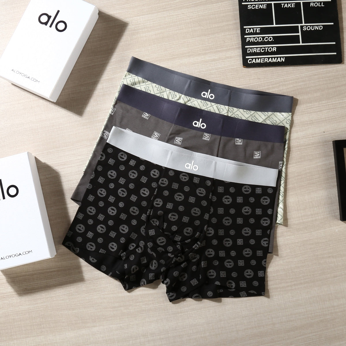 Alo Grey Dark Allover Small Motifs Boxer Briefs, image 2
