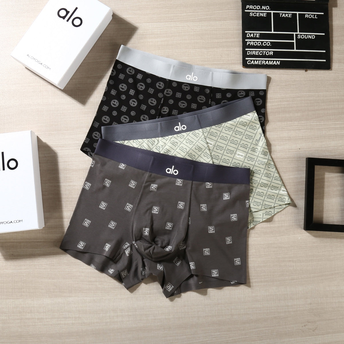 Alo Grey Dark Allover Small Motifs Boxer Briefs, image 3