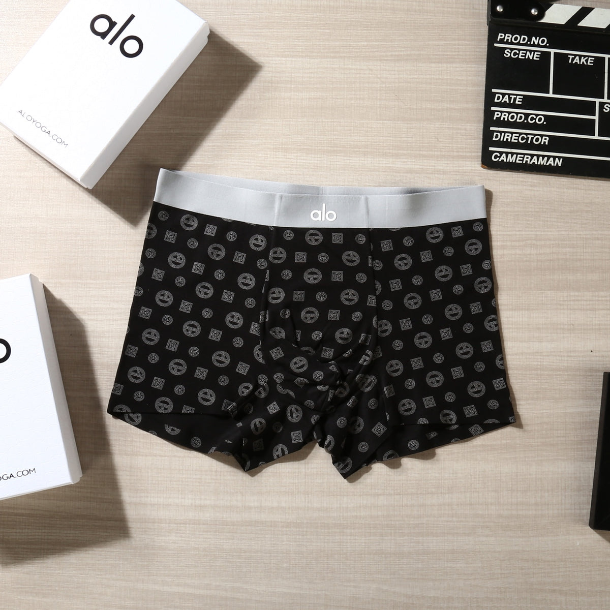 Alo Grey Dark Allover Small Motifs Boxer Briefs, image 7