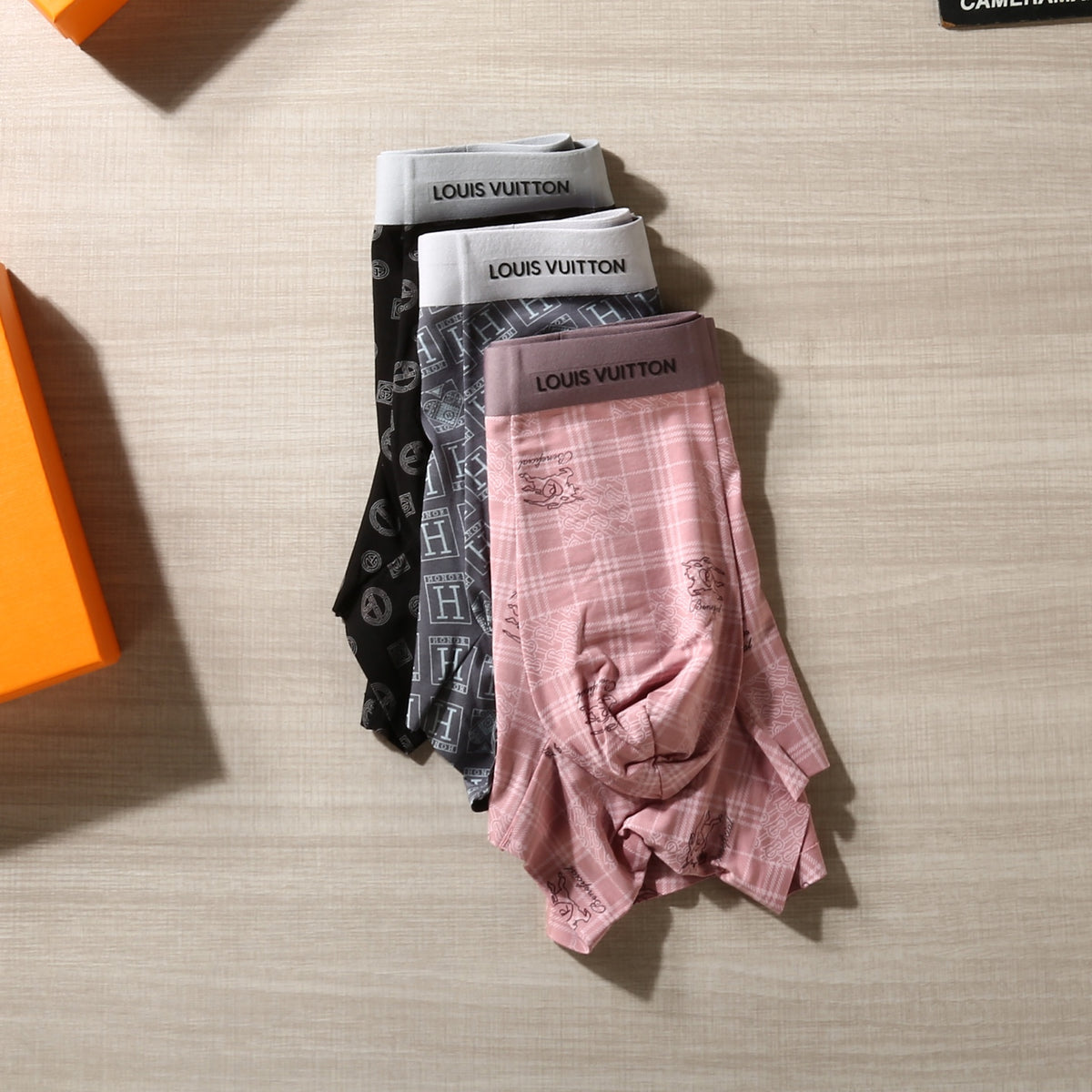 Louis Vuitton Grey Pink White Dense Geometric Print Boxer Briefs, image 5