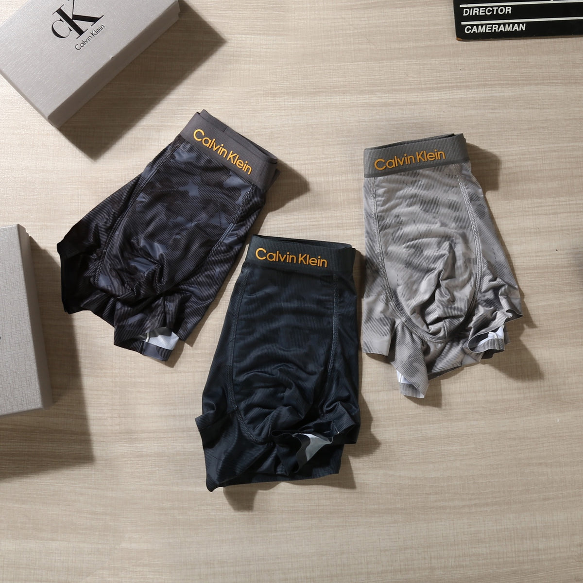 Calvin Klein Black Grey Tonal Camouflage Waist Boxer Briefs, image 6