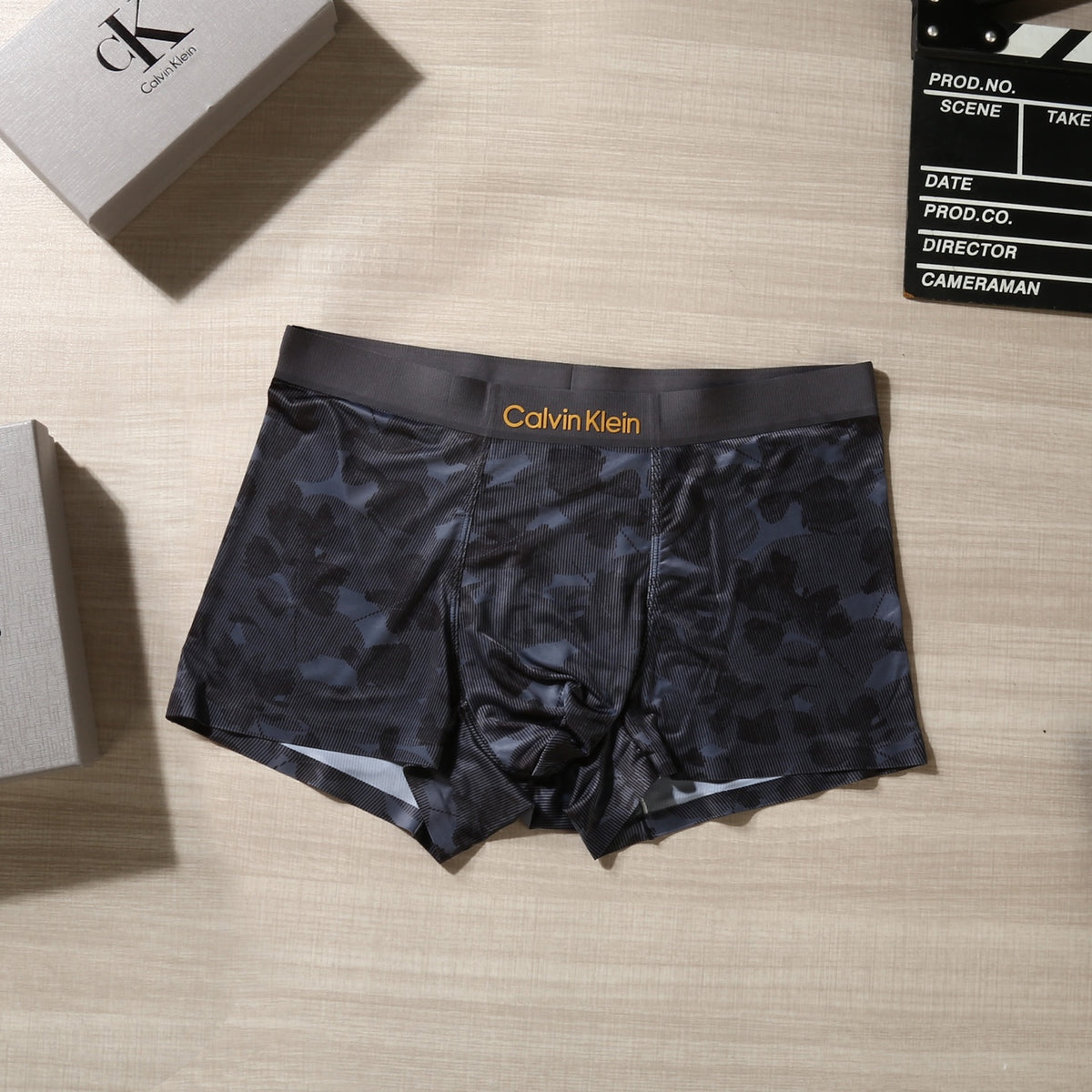 Calvin Klein Black Grey Tonal Camouflage Waist Boxer Briefs, image 7