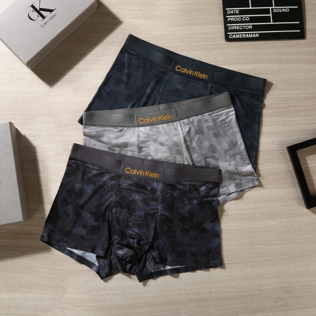 Calvin Klein Black Grey Tonal Camouflage Waist Boxer Briefs, image 4