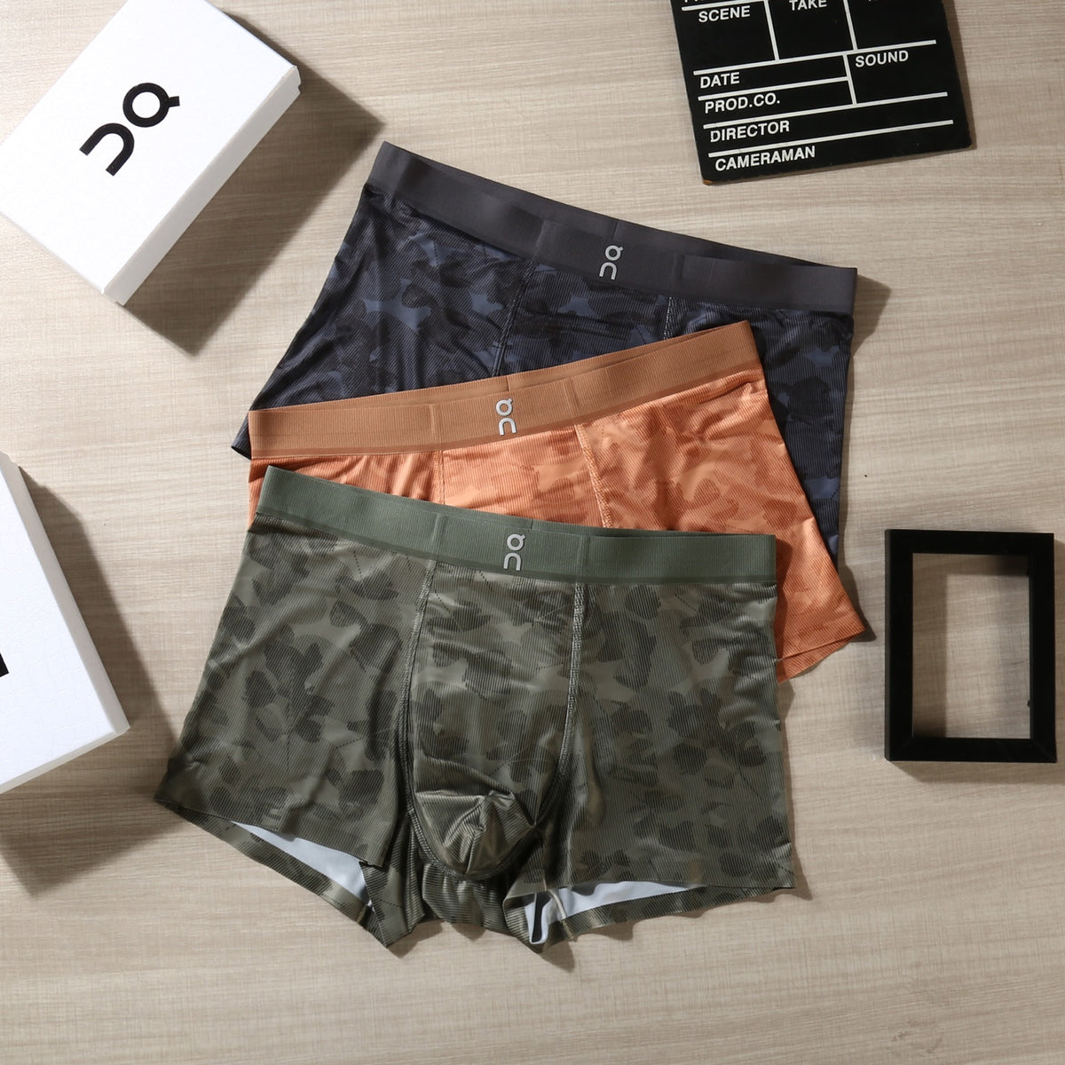 On Green Camouflage Orange Waist Boxer Briefs, image 4