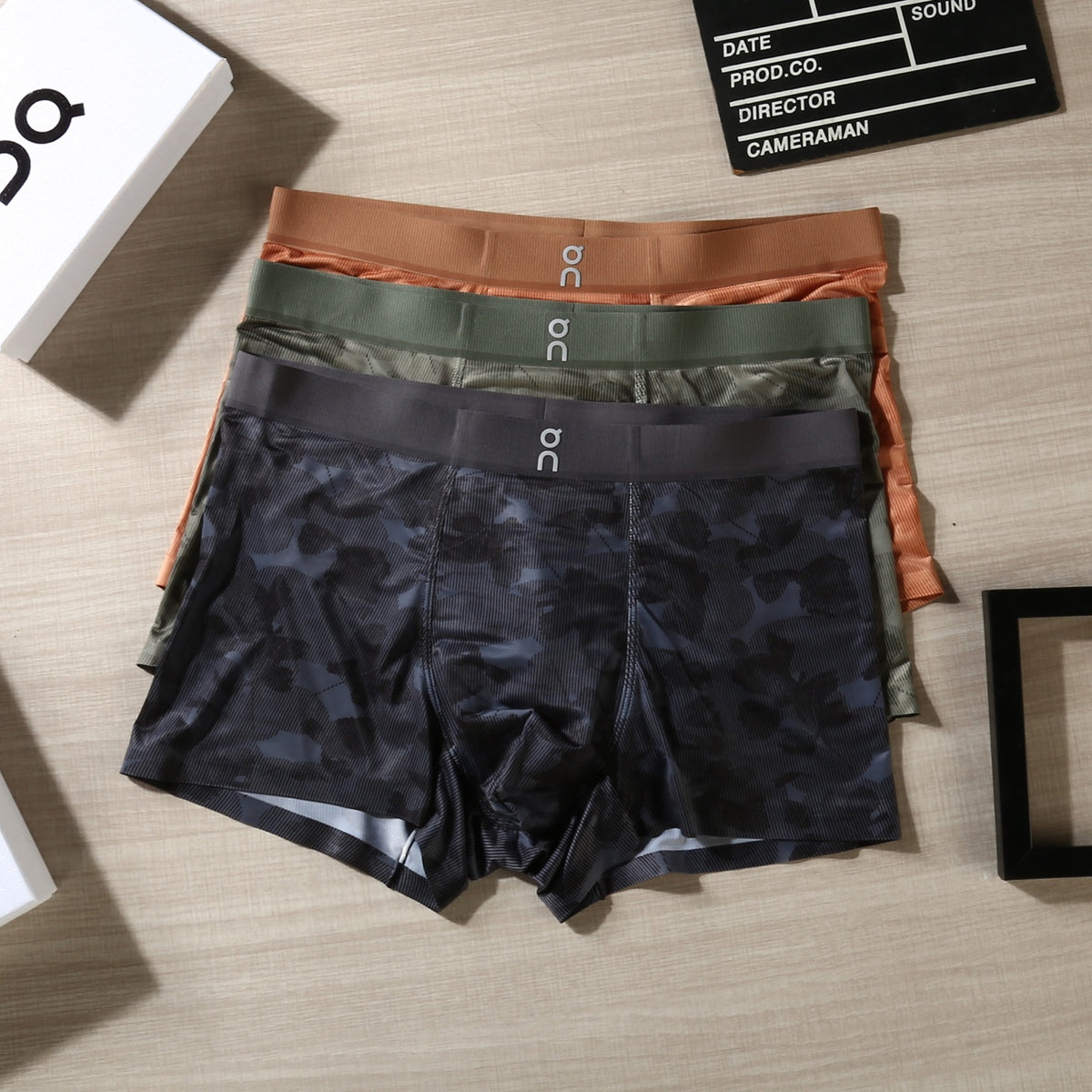 On Green Camouflage Orange Waist Boxer Briefs, image 2