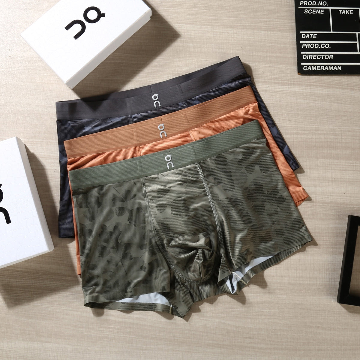 On Green Camouflage Orange Waist Boxer Briefs, image 1