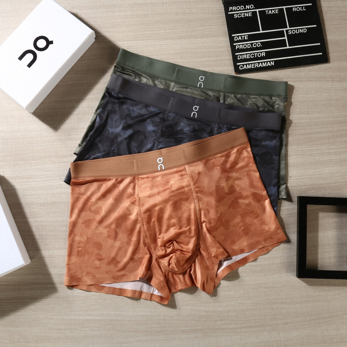 On Green Camouflage Orange Waist Boxer Briefs, image 3