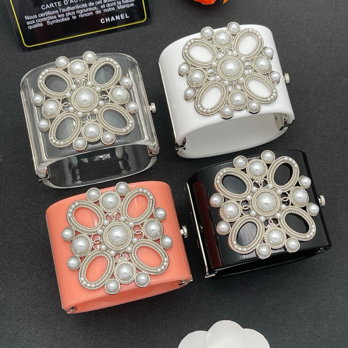 Chanel style acrylic resin bracelets - product photo 8