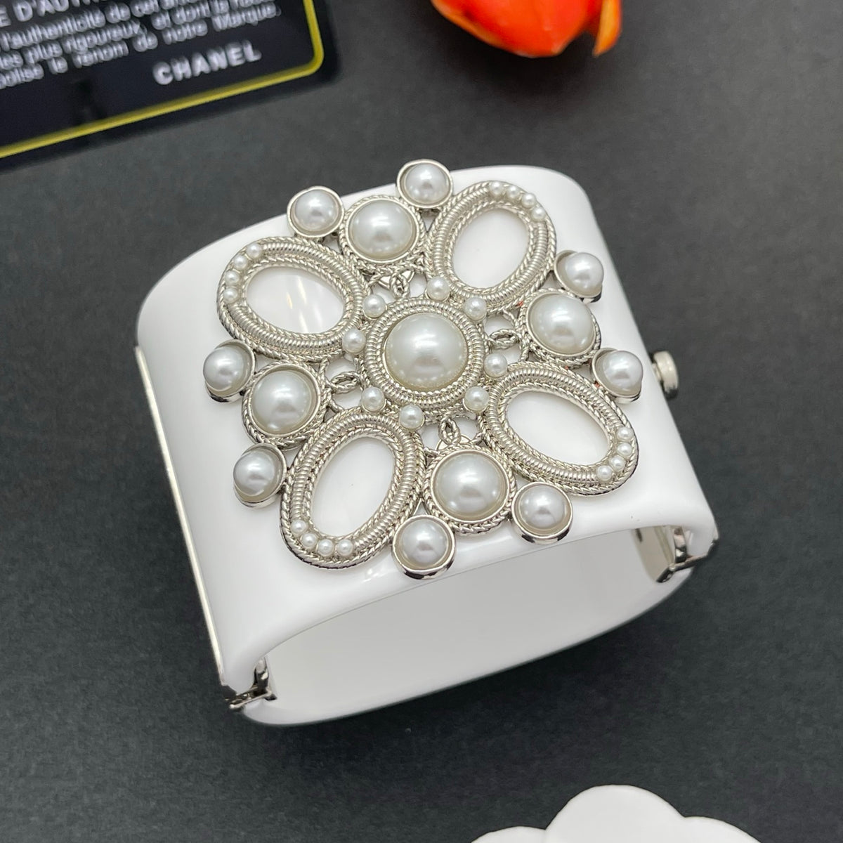 Chanel style acrylic resin bracelets - product photo 2