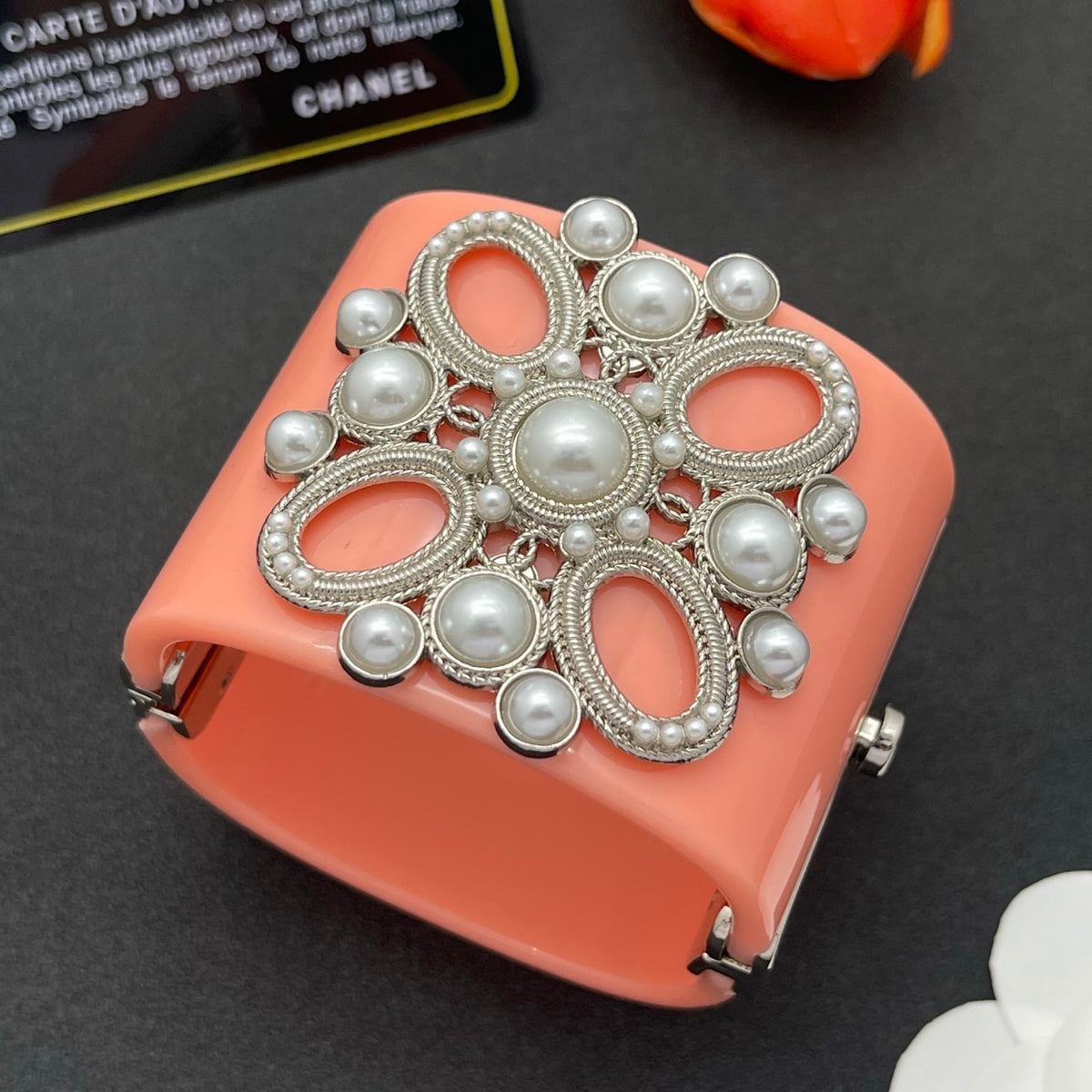 Chanel style acrylic resin bracelets - product photo 3