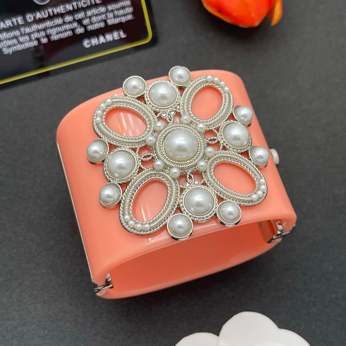 Chanel style acrylic resin bracelets - product photo 2