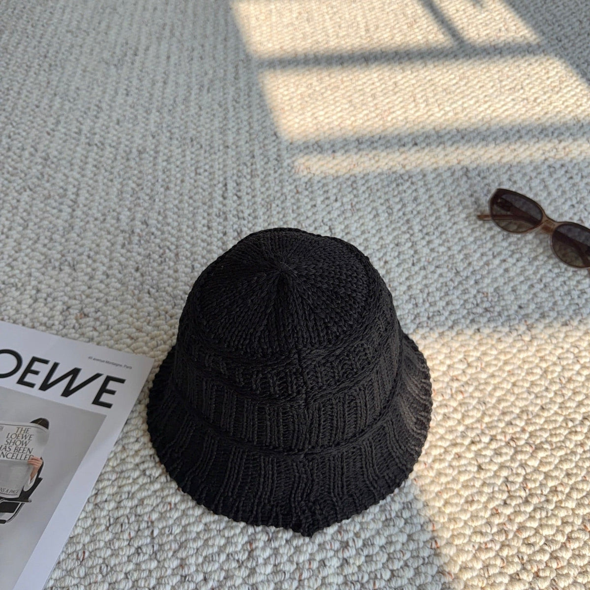 Prada Open Knit Logo Plaque Bucket Hat - image 3