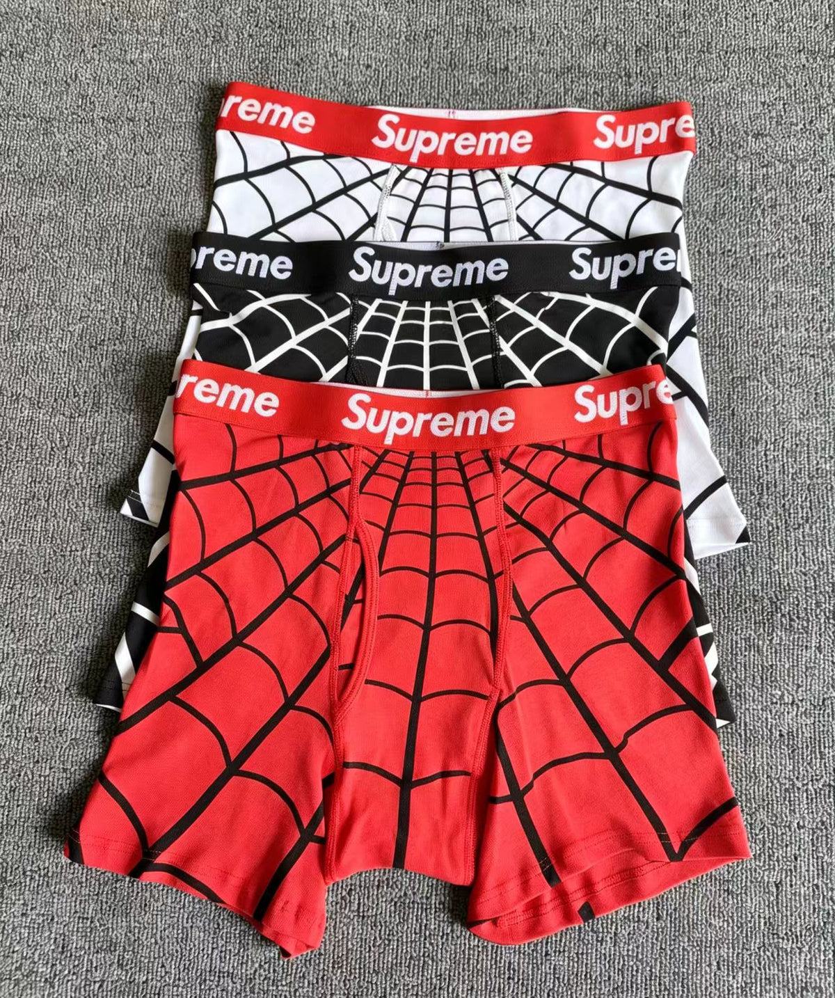 Supreme White Red Black Web Pattern Boxer Briefs, image 8