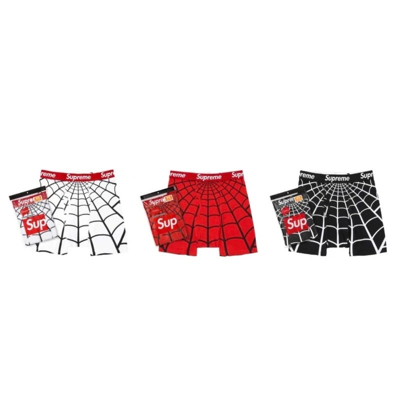 Supreme White Red Black Web Pattern Boxer Briefs, image 1
