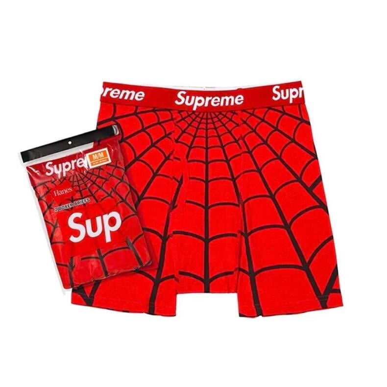 Supreme White Red Black Web Pattern Boxer Briefs, image 3