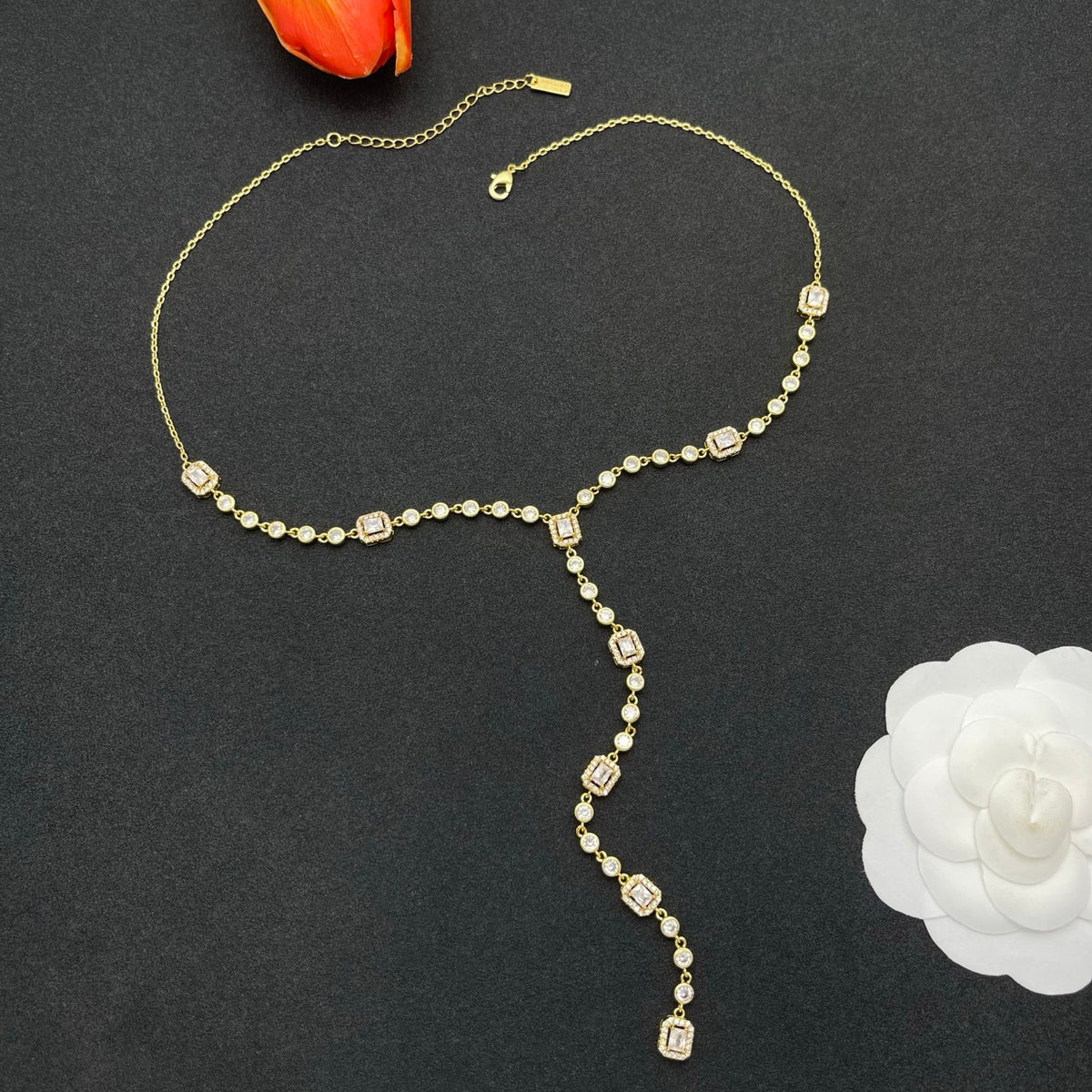 Messika Crystal Y-Drop necklace in Gold Tone, detail view 2