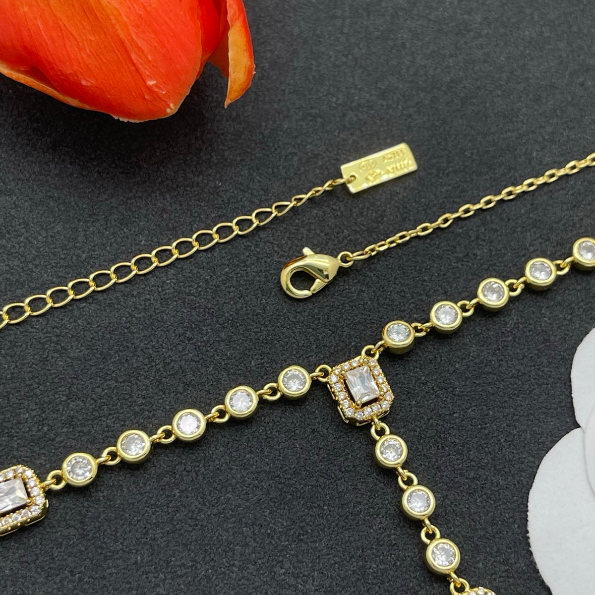 Messika Crystal Y-Drop necklace in Gold Tone, detail view 6