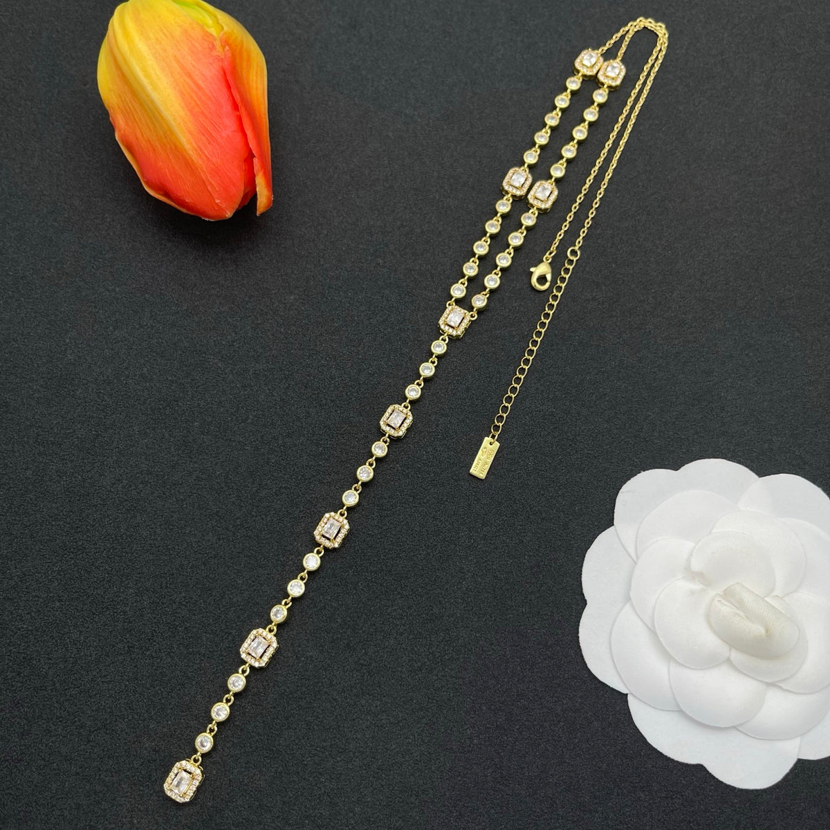Messika Crystal Y-Drop necklace in Gold Tone, detail view 3