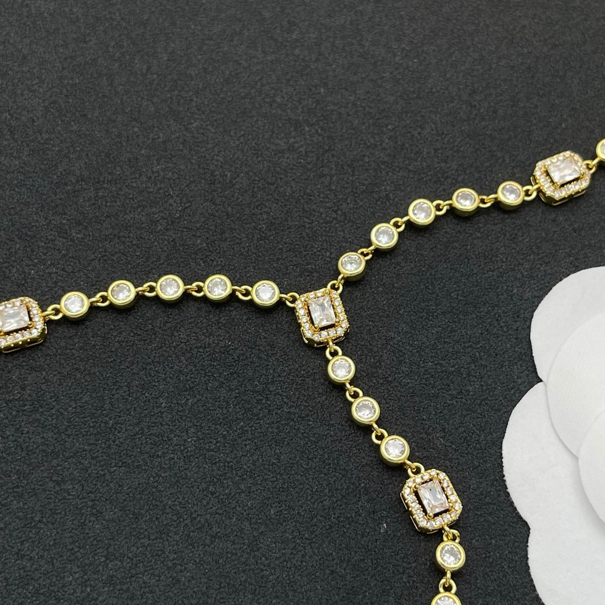 Messika Crystal Y-Drop necklace in Gold Tone, detail view 5