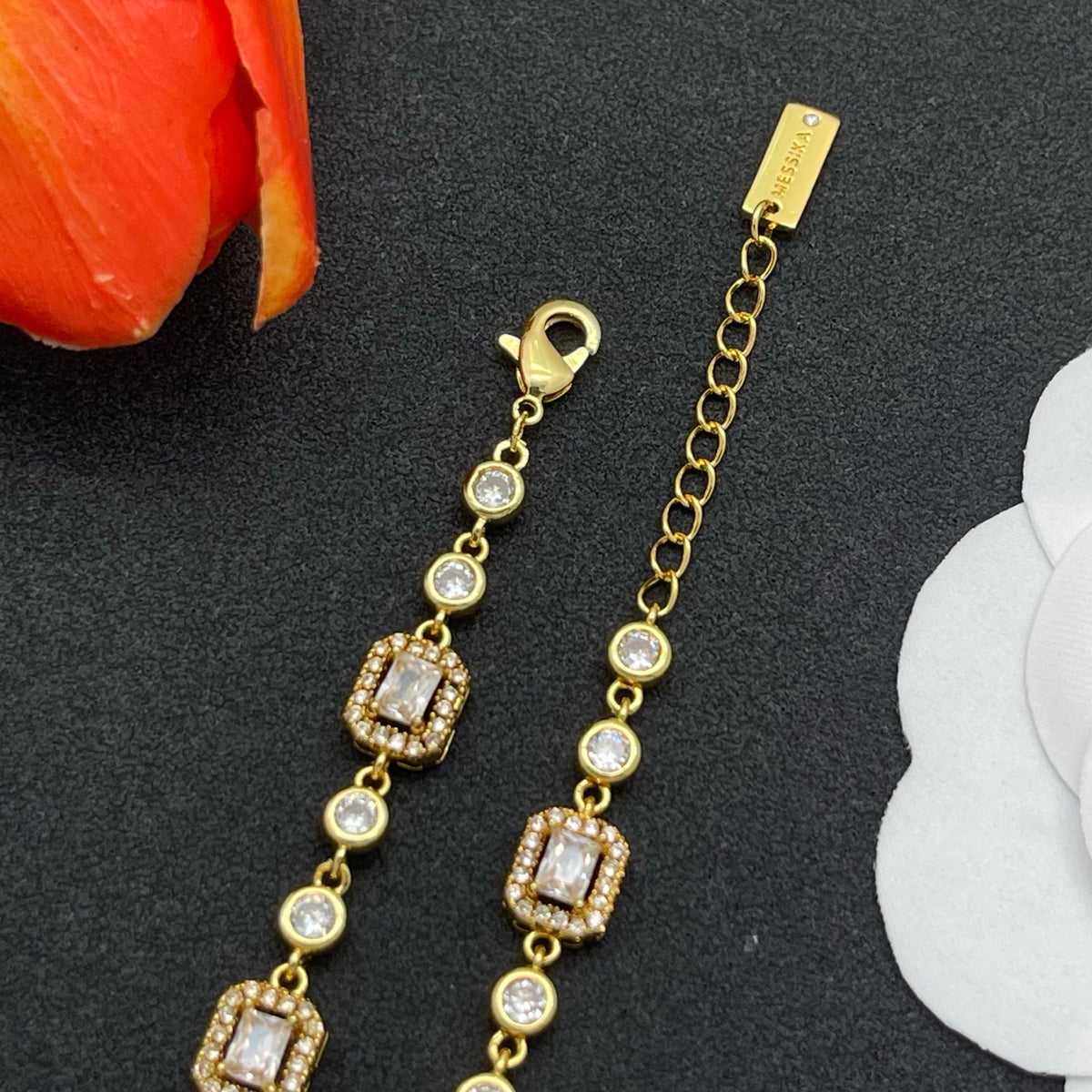 Messika Emerald-Cut Crystal Line bracelet in Gold Tone, detail view 4