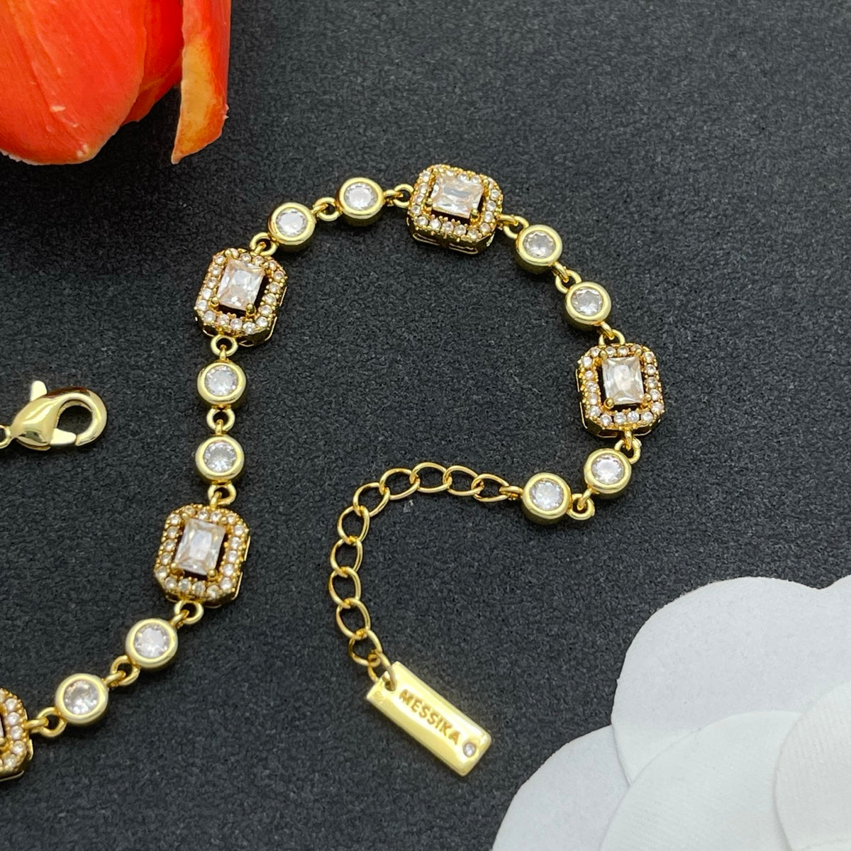 Messika Emerald-Cut Crystal Line bracelet in Gold Tone, detail view 5