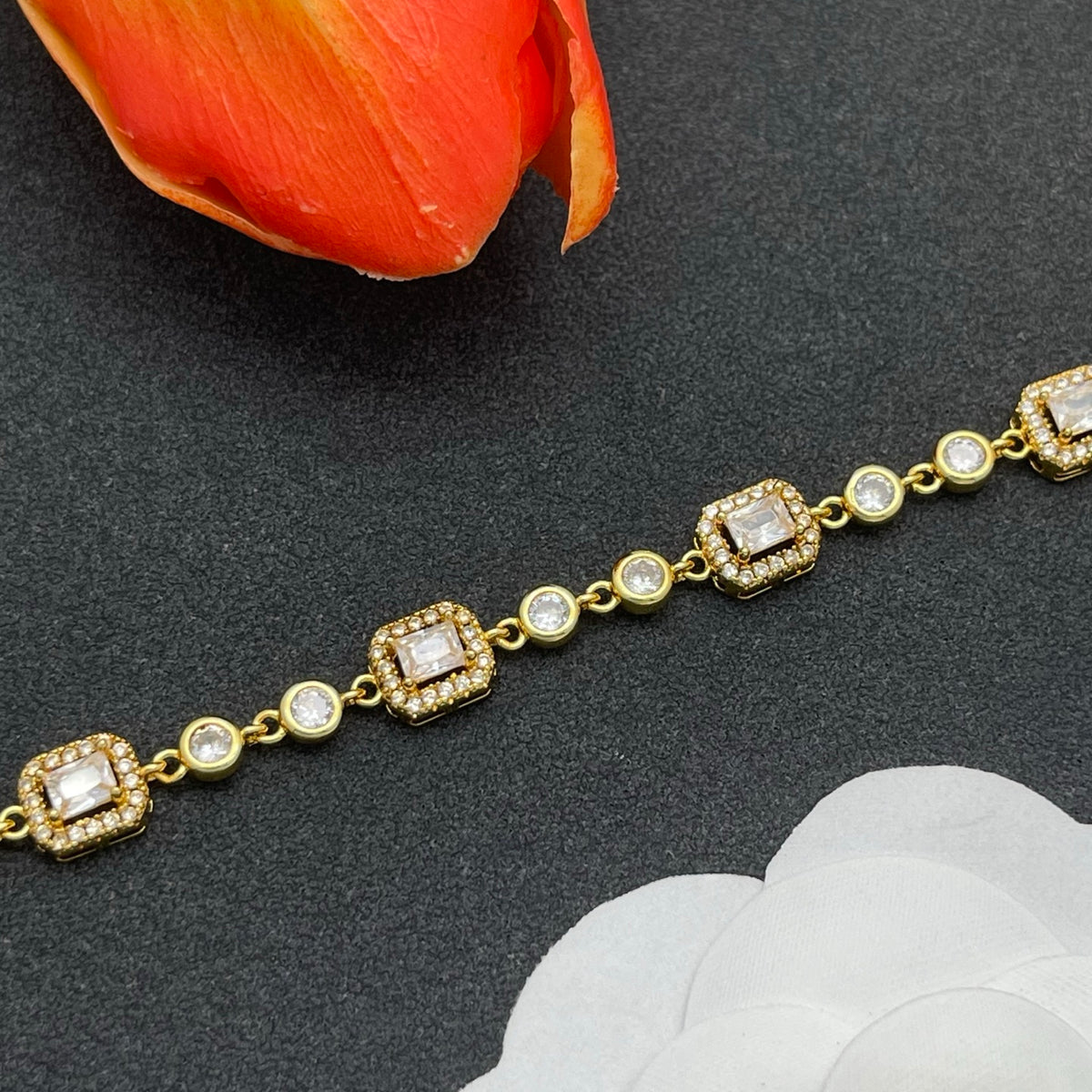Messika Emerald-Cut Crystal Line bracelet in Gold Tone, detail view 3