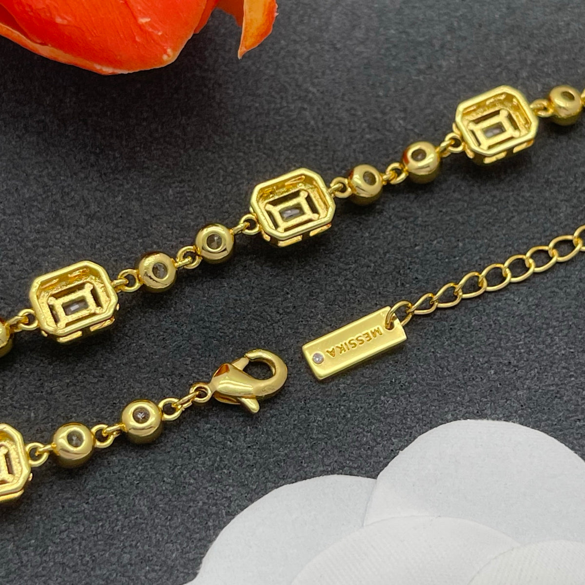 Messika Emerald-Cut Crystal Line bracelet in Gold Tone, detail view 8