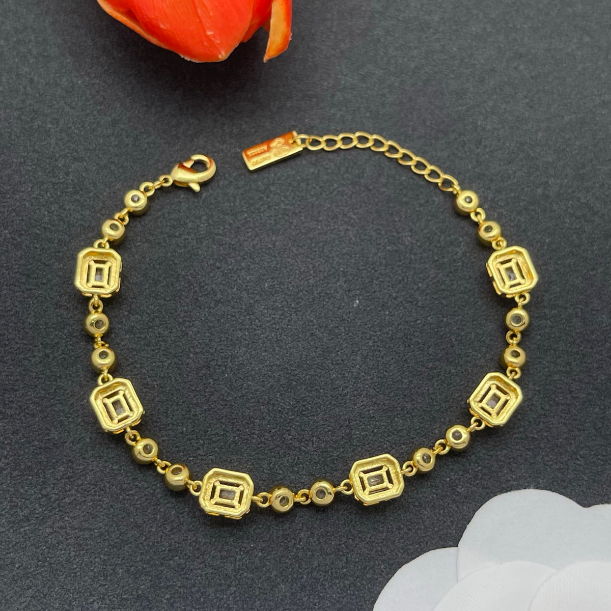 Messika Emerald-Cut Crystal Line bracelet in Gold Tone, detail view 6
