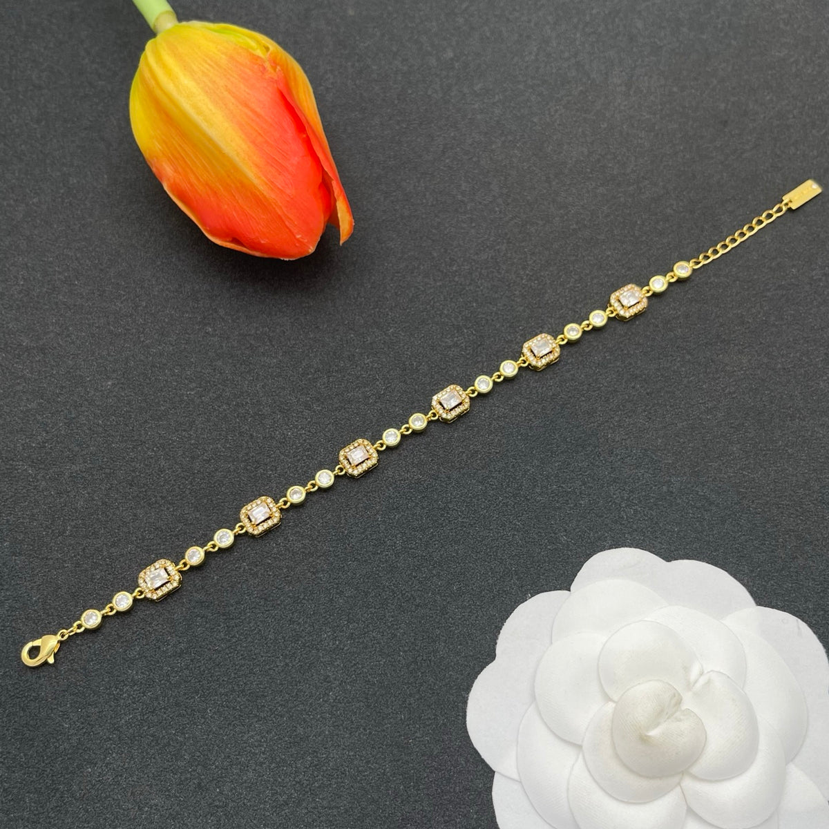 Messika Emerald-Cut Crystal Line bracelet in Gold Tone, detail view 2