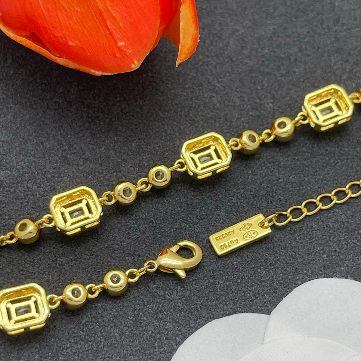 Messika Emerald-Cut Crystal Line bracelet in Gold Tone, detail view 7