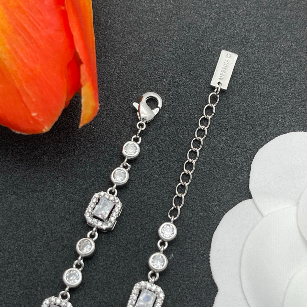Messika Emerald-Cut Crystal Line bracelet in Silver Tone, detail view 4