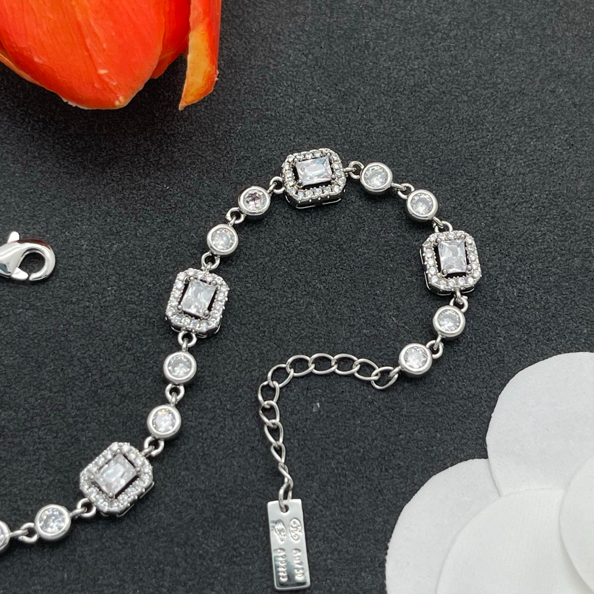 Messika Emerald-Cut Crystal Line bracelet in Silver Tone, detail view 5