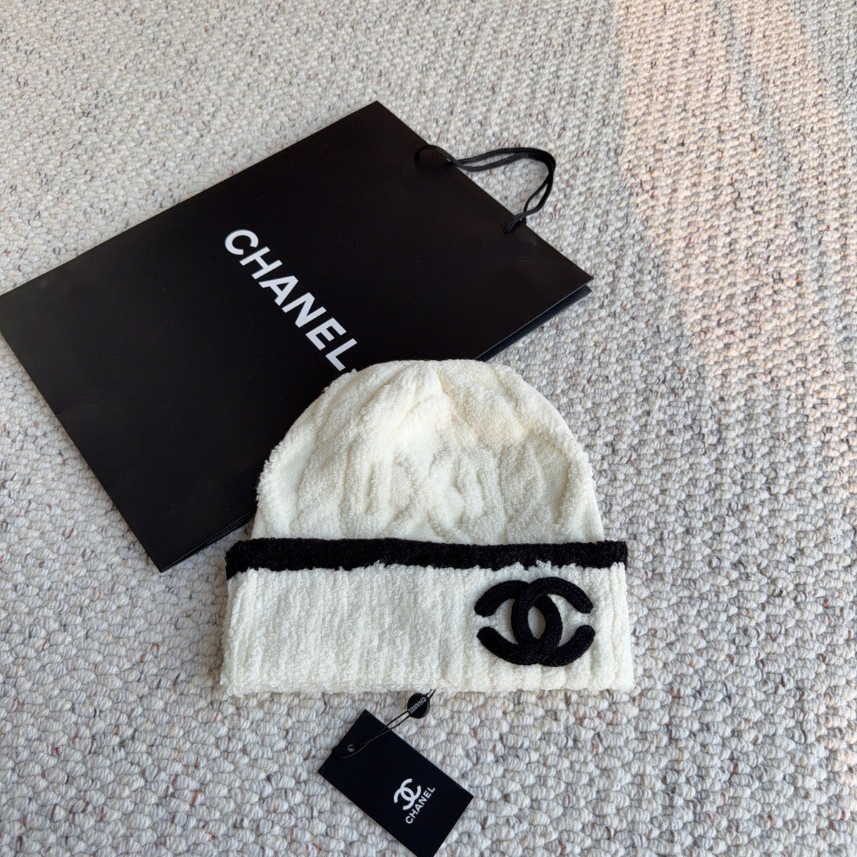 Chanel Cable Knit Plush Beanie - image 6