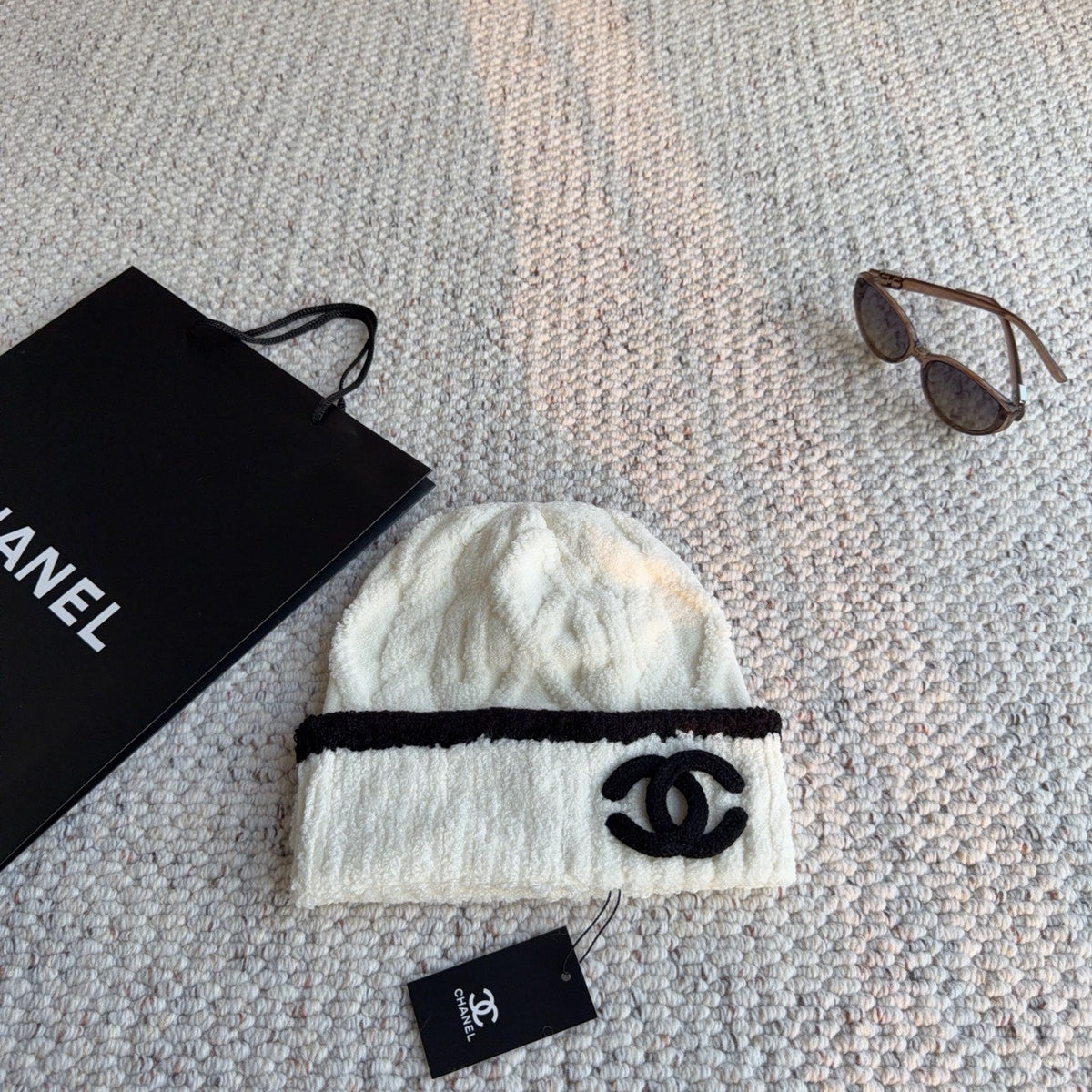 Chanel Cable Knit Plush Beanie - image 7