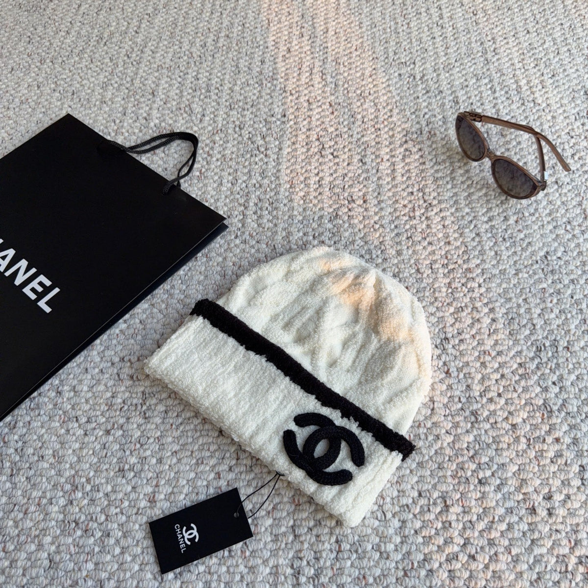 Chanel Cable Knit Plush Beanie - image 5