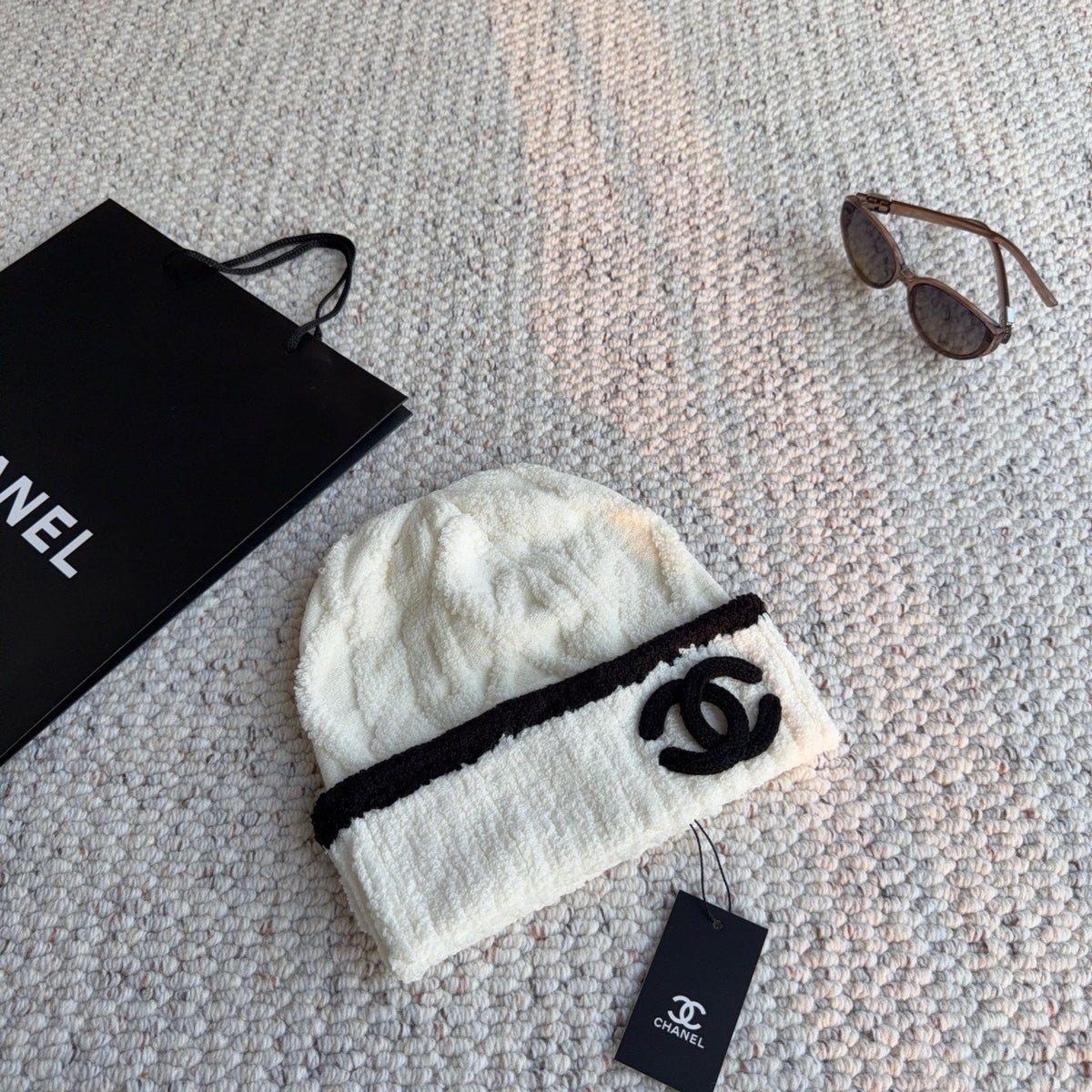 Chanel Cable Knit Plush Beanie - image 3