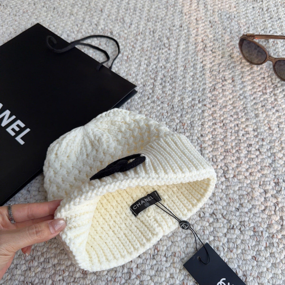 Chanel Cable Knit Cashmere Beanie - image 3