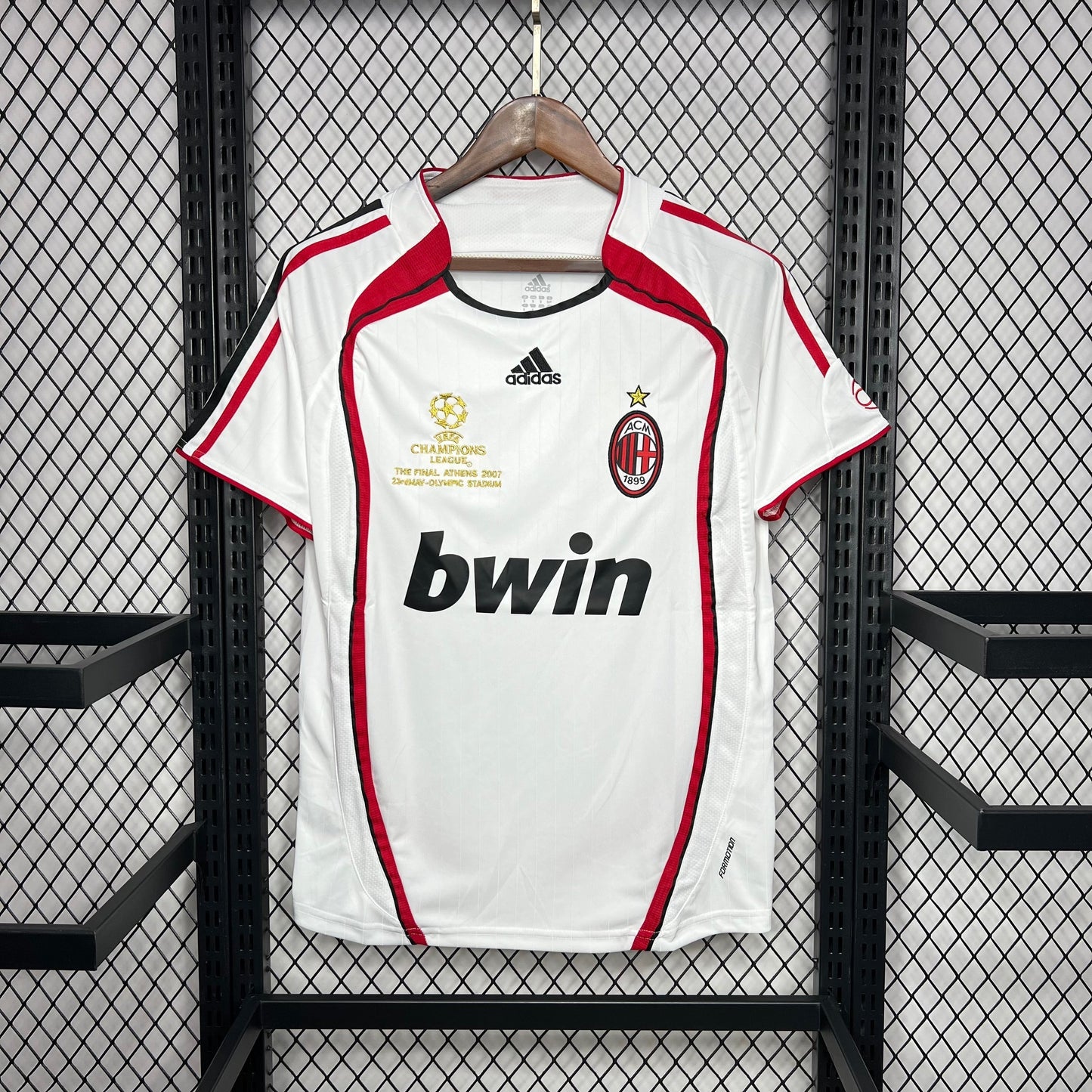 AC Milan 2006-07 Away Retro Jersey – Adidas White Red Champions League Final Athens Edition | Kaka Pirlo Maldini Bwin