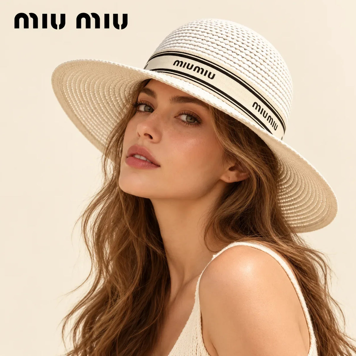 Miu Miu Open Knit Straw Hat - image 1