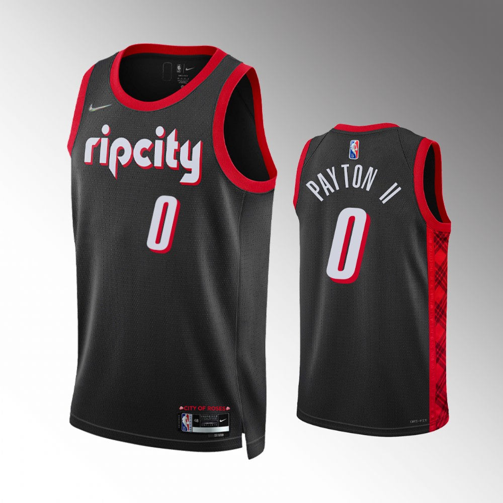 Gary Payton II #0 Portland Trail Blazers Rip City City Edition Black Jersey 2021-22
