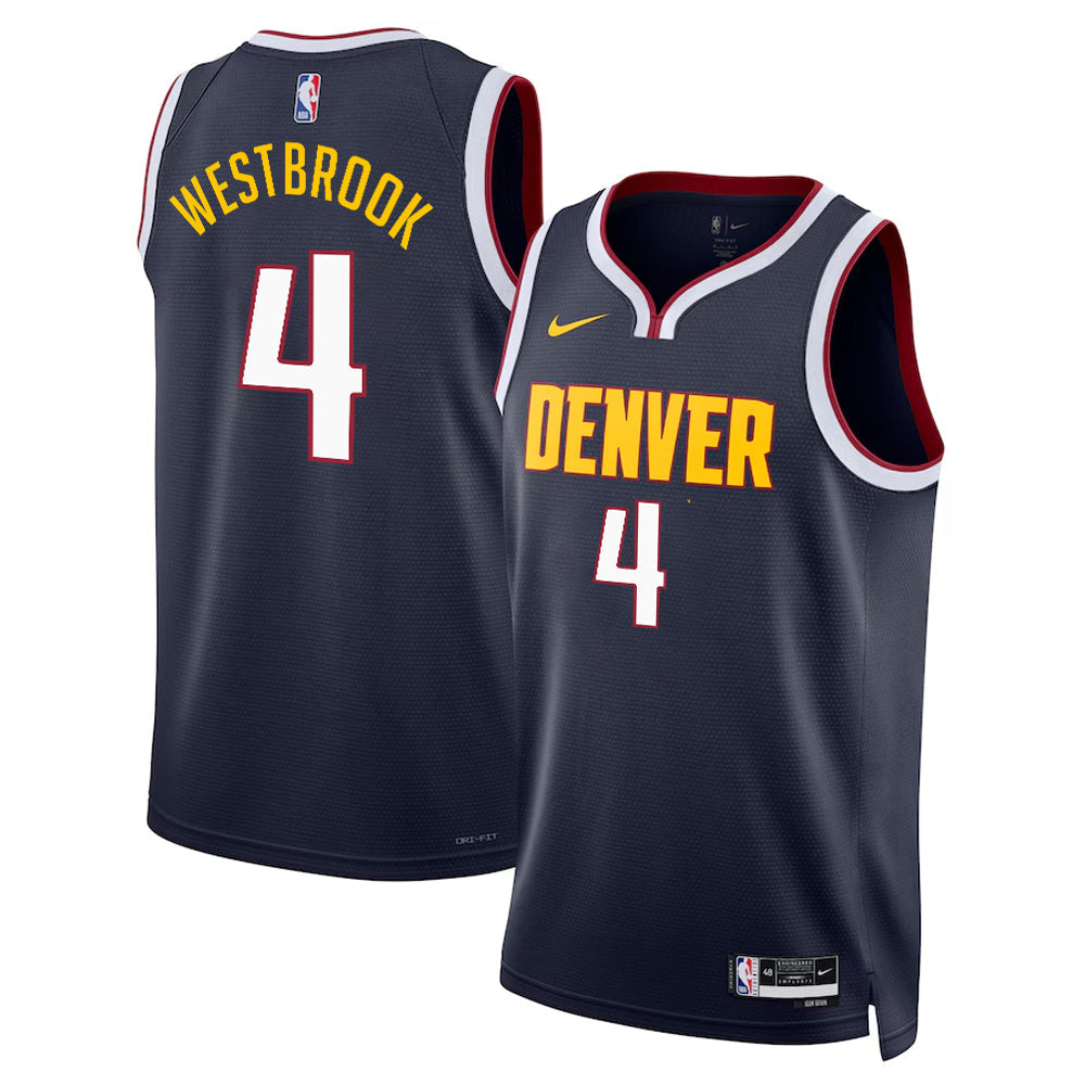 Men's & Youth Denver Nuggets Russell Westbrook #4 Nike Navy Icon Edition Swingman Jersey