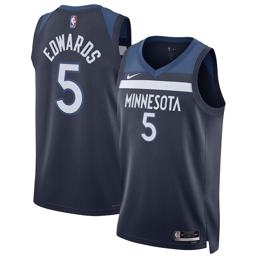 Anthony Edwards #5 Minnesota Timberwolves Navy Icon Edition Swingman Jersey