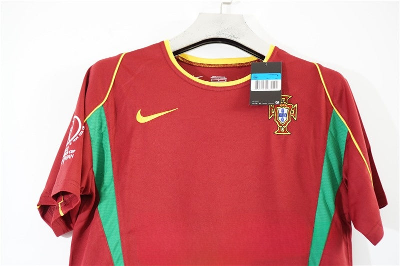 Portugal 2002 Home Jersey – Red Nike Dri-FIT Green Side Panel Retro 2002 FIFA World Cup Football Shirt | Figo Rui Costa Pauleta Classic A Selecao das Quinas Kit