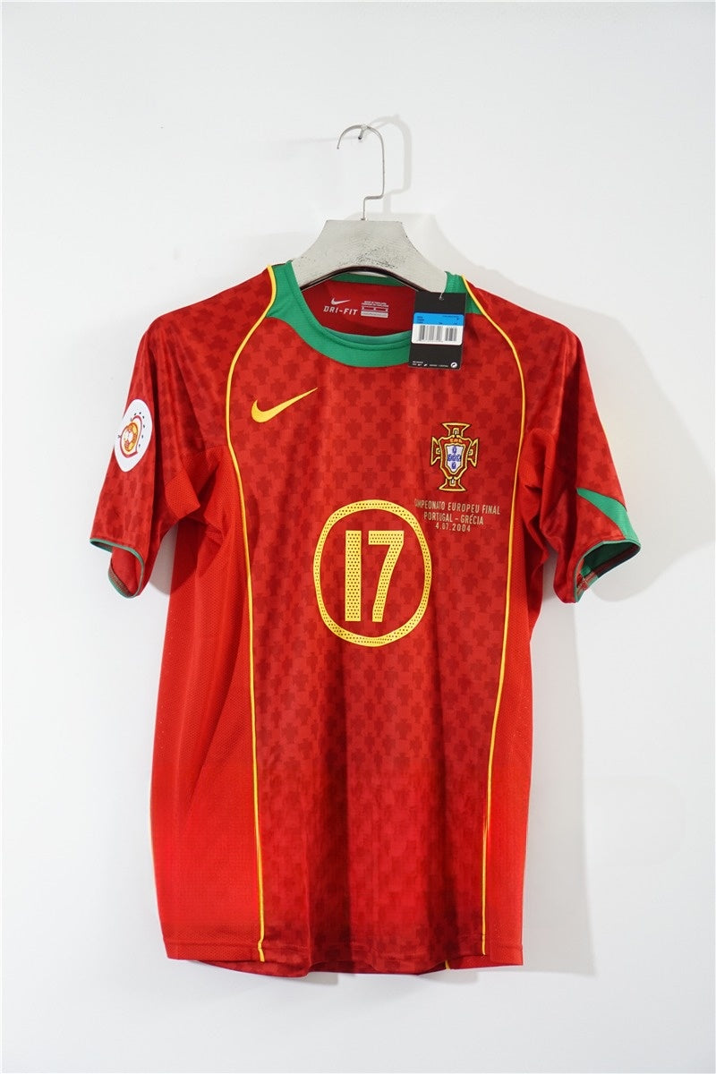 Portugal 2004 UEFA Euro Final Home Retro Soccer Jersey – Nike FPF Figo Ronaldo Deco Rui Costa Kit