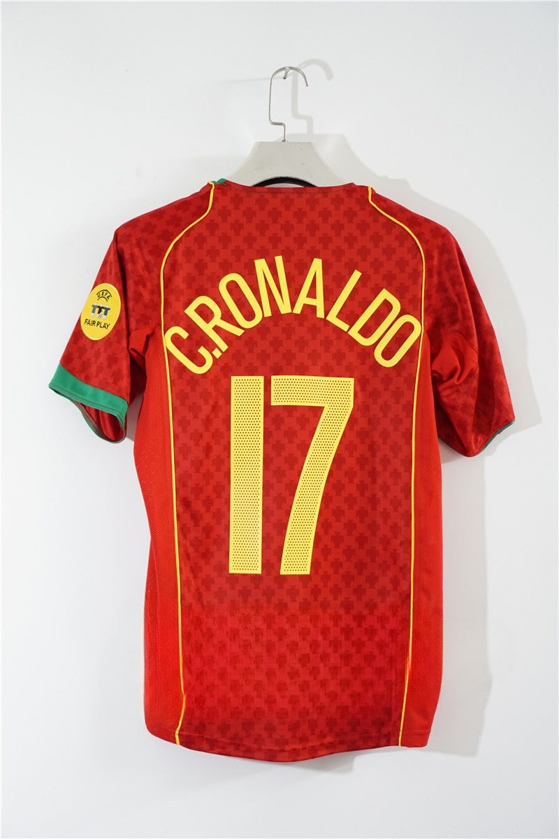 Portugal 2004 UEFA Euro Final Home Retro Soccer Jersey – Nike FPF Figo Ronaldo Deco Rui Costa Kit