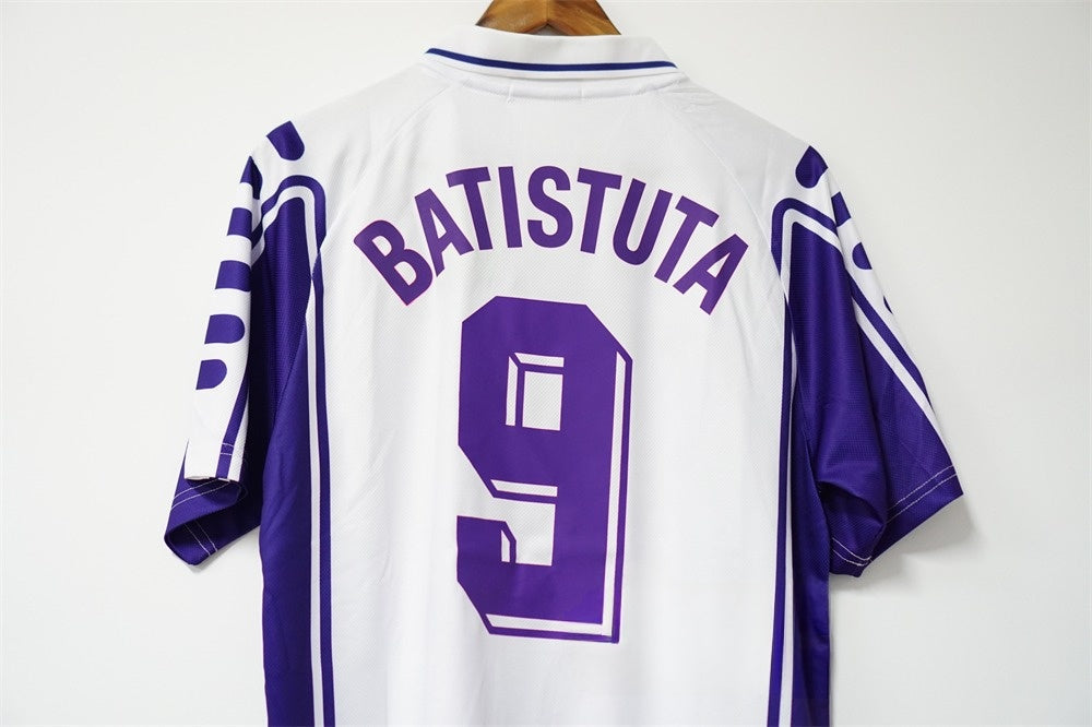 Fiorentina 1999-2000 Away Jersey – White FILA Toyota Champions League Retro Football Shirt | Batistuta Rui Costa