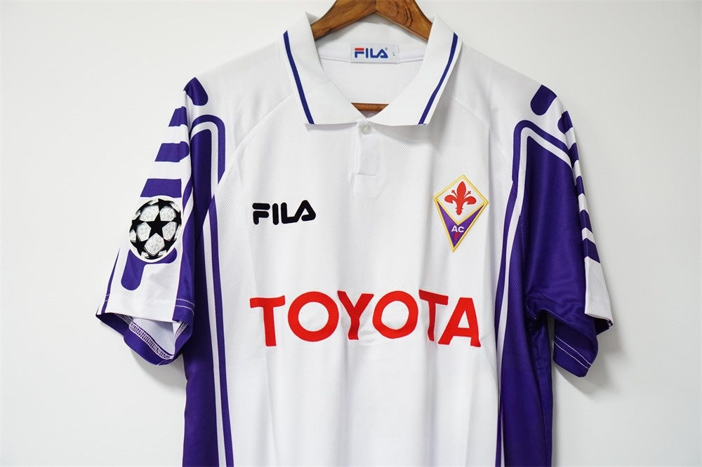 Fiorentina 1999-2000 Away Jersey – White FILA Toyota Champions League Retro Football Shirt | Batistuta Rui Costa