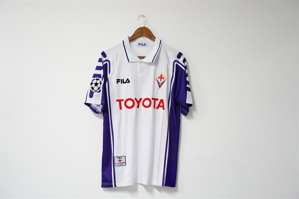 Fiorentina 1999-2000 Away Jersey – White FILA Toyota Champions League Retro Football Shirt | Batistuta Rui Costa